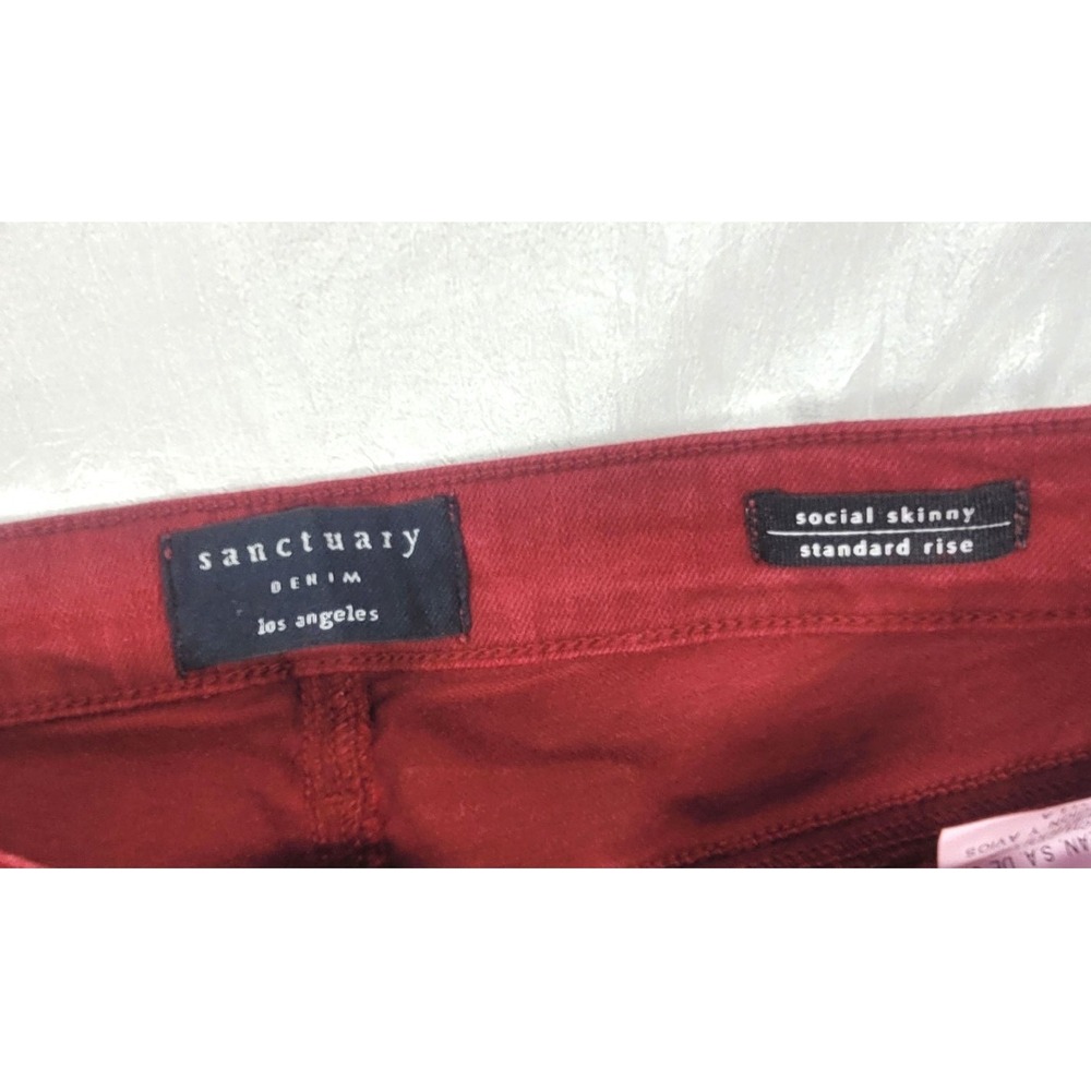 Sanctuary Denim Social Skinny Standard Rise Red Garnet Jeans - Size 27 - Picture 4 of 6